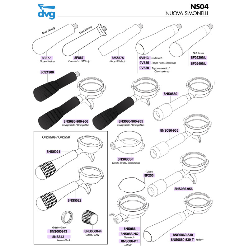 PORTAFILTER HANDLE suitable MARZOCCO - WALNUT M12 : Spare parts